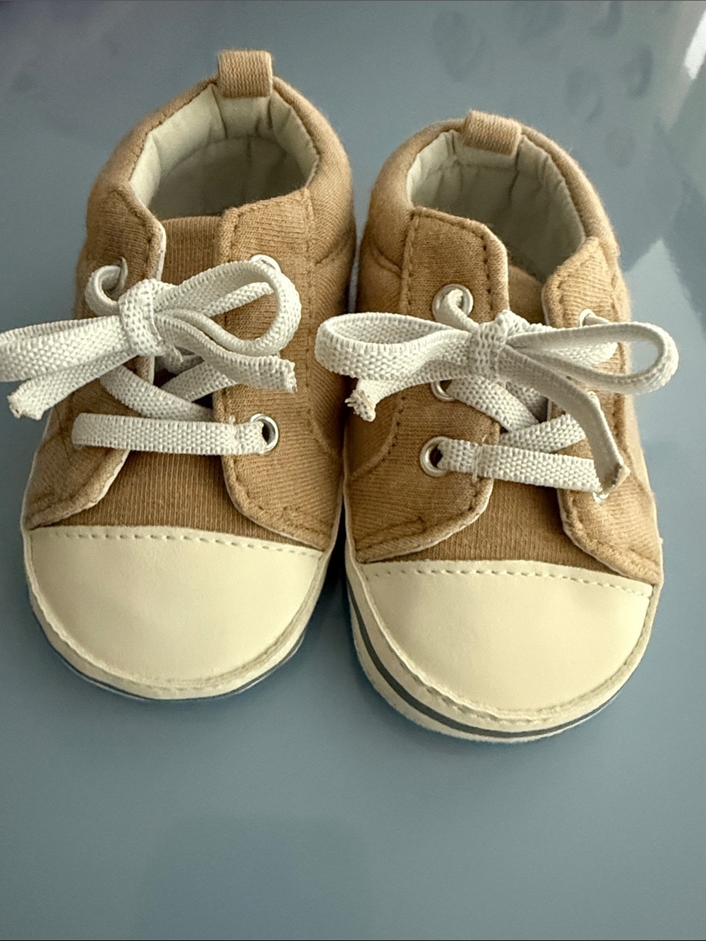 Kids Tan Canvas Sneaker with White Toe - Baby Shoes NWOT